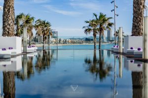 Review and experience at W Barcelona Hotel Spain on the beach that looks like a sail. 26 floors by the sea, luxury suites, restaurants,