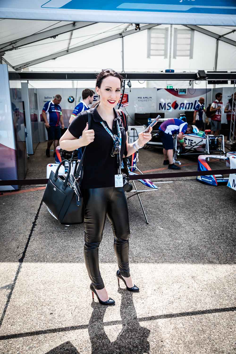 Vanessa Pur at Formula E race motorsport in Berlin - Tempelhof Airport - VIP at MS Amlin Andretti Racing Team - FIA Formula E - Electric Streetracing - Grid Girl - Speed Event Motorsport Event Blogger