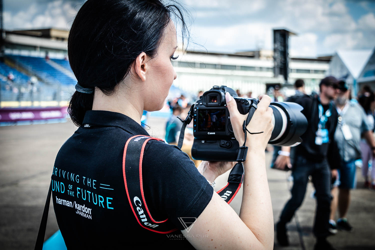 Vanessa Pur at Formula E race motorsport in Berlin - Tempelhof Airport - VIP at MS Amlin Andretti Racing Team - FIA Formula E - Electric Streetracing - Grid Girl - Speed Event Motorsport Event Blogger