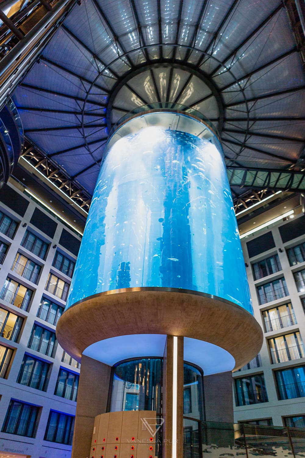 Aquadom Berlin - Huge aquarium with elevator in the hotel - Getting married in aquarium elevator - a special wedding location - 1500 fishes as witnesses of marriage