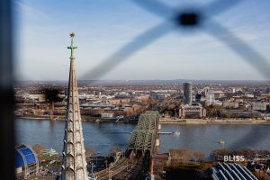 Sights of Cologne - Cologne Cathedral tower ascent and view - Cologne Cathedral ascent, Cologne - number of stairs, view, price - Sights of Cologne - Cathedral ascent and view from the cathedral, 530 steps to the top of the cathedral, viewing platform with graffiti