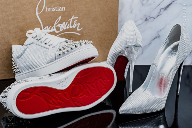 Christian Louboutin sneakers and high heels So Kate silver