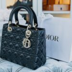 Christian Dior - Medium Lady Dior handbag in leather, black lamb nappa and gold - The medium Lady Dior bag by Christian Dior has been an absolute classic among luxury designer handbags since 1995. History with Lady Diana and Dior bags