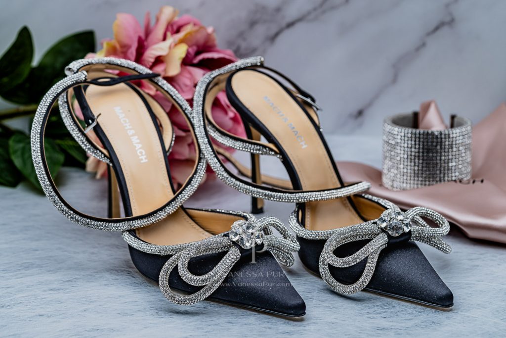 MACH MACH Double Bow Embellished Satin Pumps High Heels