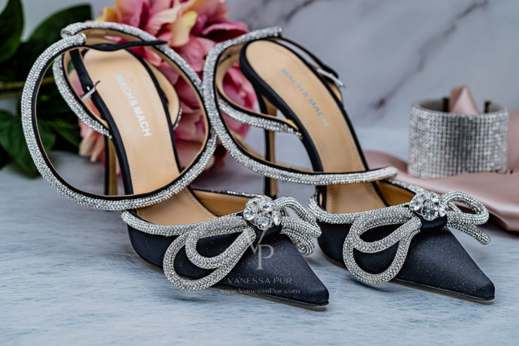MACH MACH Double Bow Embellished Satin Pumps High Heels