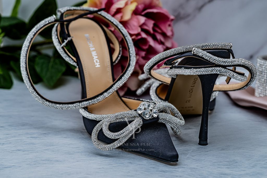 MACH MACH Double Bow Embellished Satin Pumps High Heels