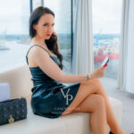 Starting with TikTok - Vanessa Pur TikTok channel - Vanessa Pur - black leather dress - long nylon legs - SoKate Louboutins