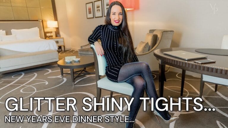 New Years Eve DINNER STYLE with glitter TIGHTS and shiny DRESS