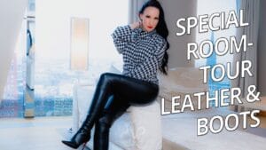 Room Tour Hotel Suite – Winter outfit with leather pants and leather boots